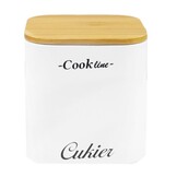 Broodtrommel set - met 3 voorraaddozen - staal, bamboe - wit