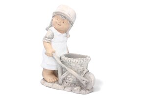 Tuinbeeld - kabouter - 47x36x20cm - beige, wit, grijs