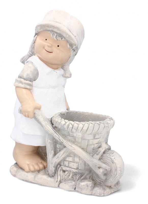 Tuinbeeld - kabouter - 47x36x20cm - beige, wit, grijs