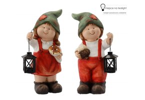 Tuinbeeld - kabouter stel - 20x17x42cm - veelkleurig