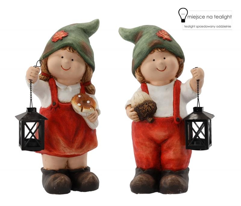 Tuinbeeld - kabouter stel - 20x17x42cm - veelkleurig