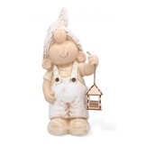 Tuinbeeld - kabouter - 15x23x53cm - bruin, wit