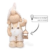 Tuinbeeld - kabouter - 15x23x53cm - bruin, wit