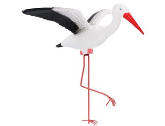 Tuinbeeld - ooievaar - 55x13x30 cm - zwart wit