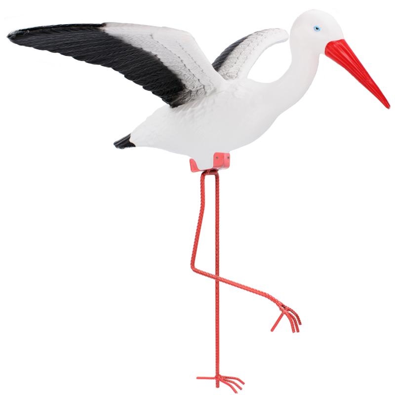 Tuinbeeld - ooievaar - 55x13x30 cm - zwart wit