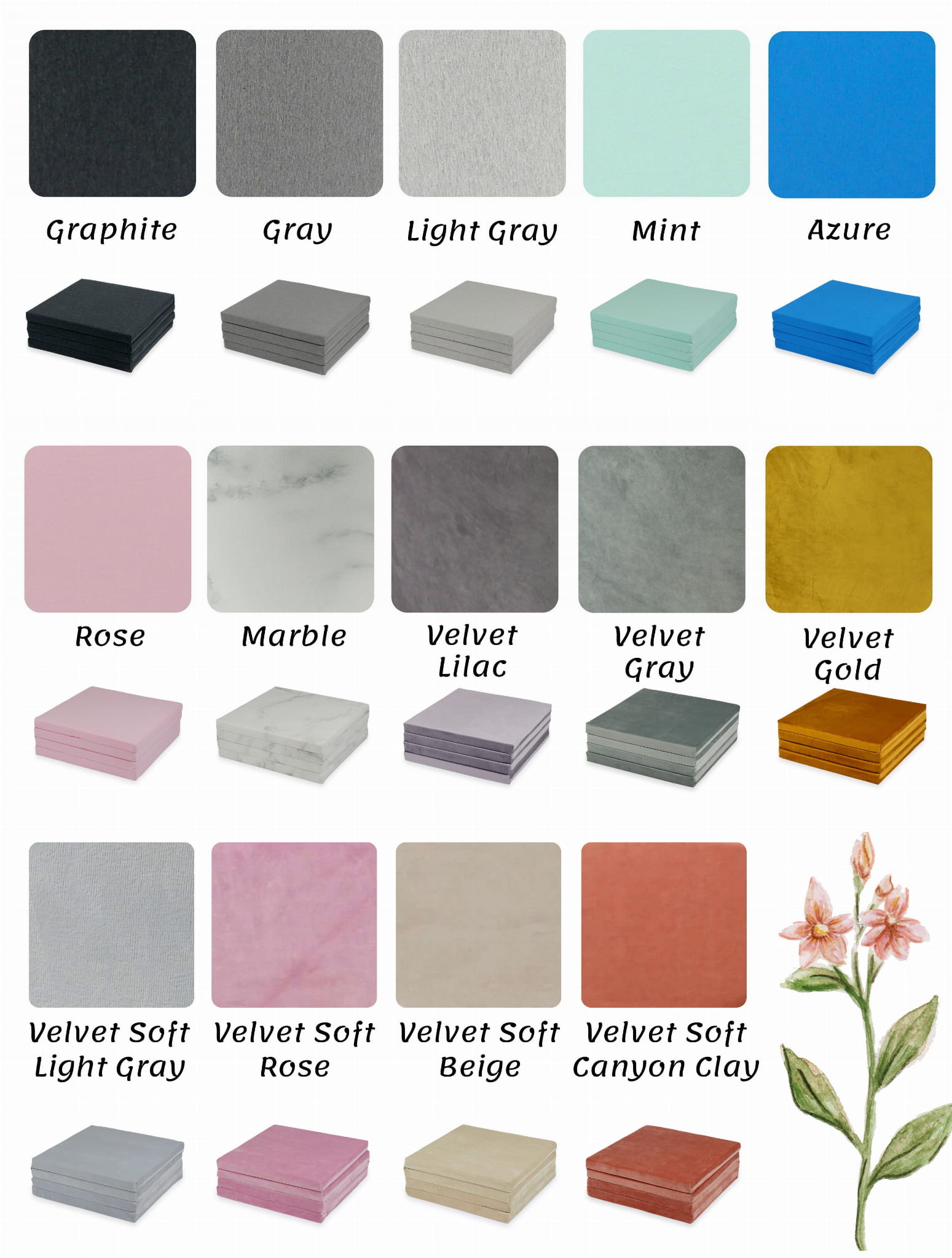 Speelmat opvouwbaar- 120x120 cm - velvet - vierkant - grijs