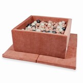 Speelmat opvouwbaar - 120x120 cm - beige -  velvet - vierkant