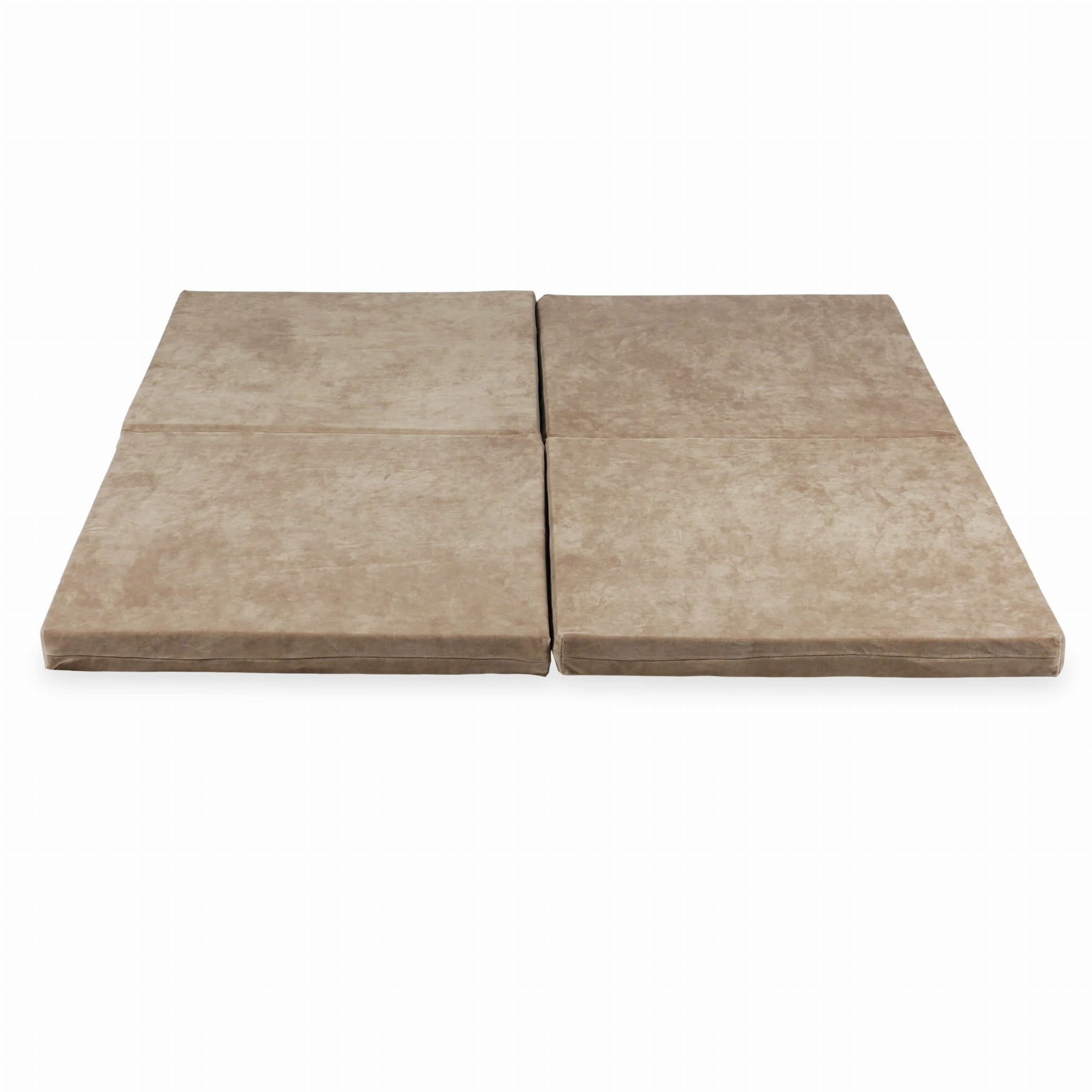 Speelmat opvouwbaar - 120x120 cm - donker beige - velvet