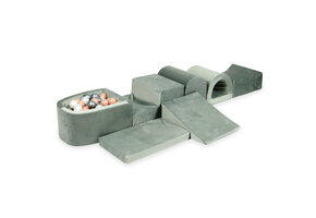 Foam speelset - met ballenbak en 100 ballen - 7-delig - grijs