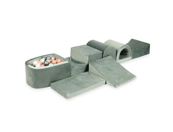 Foam speelset - met ballenbak en 100 ballen - 7-delig - grijs