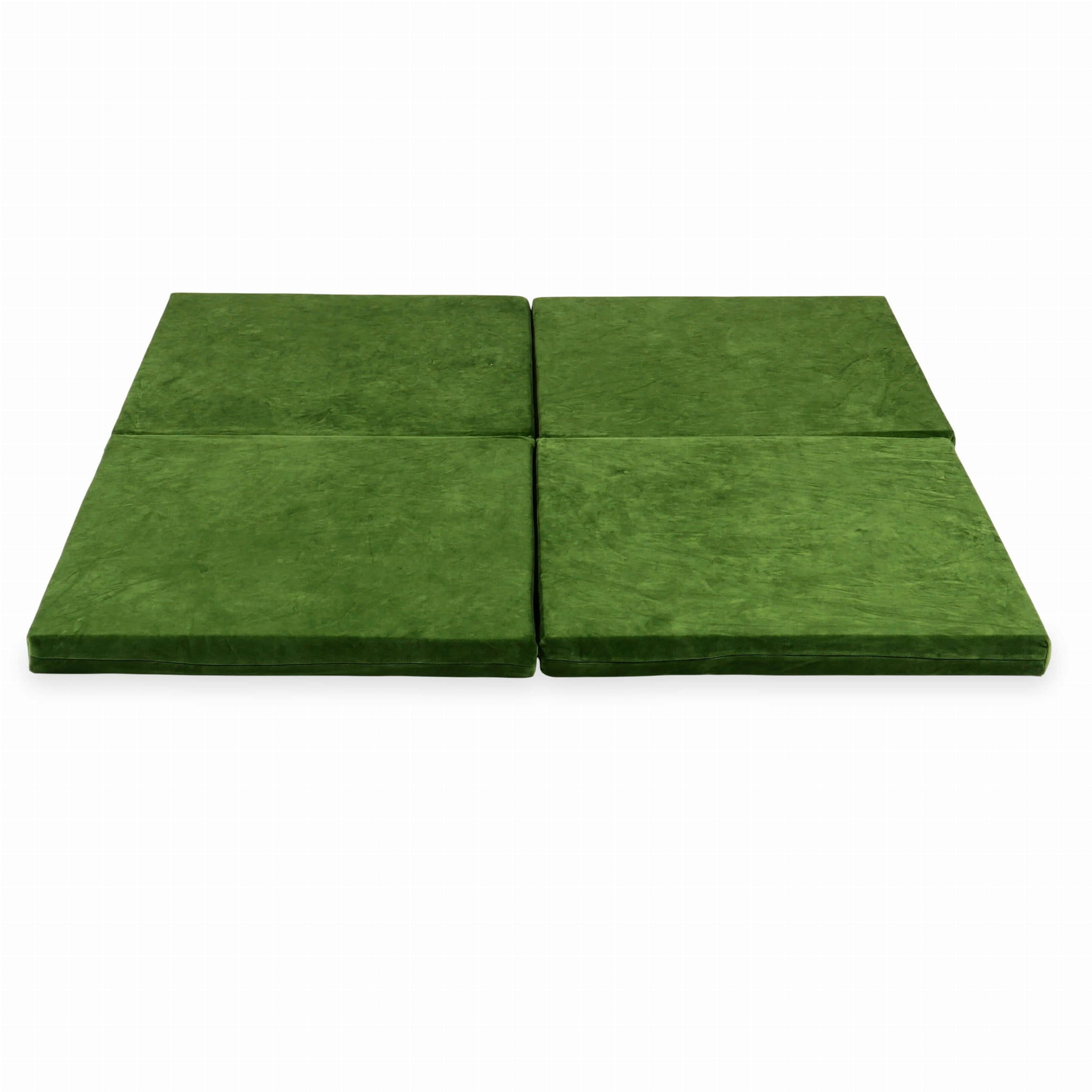 Speelmat opvouwbaar - 120x120 cm - olijfgroen - velvet