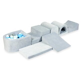 Foam speelset - met ballenbak en 100 ballen - 7-delig - grijs