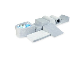 Foam speelset - met ballenbak en 100 ballen - 7-delig - grijs