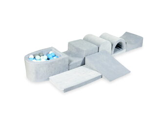 Foam speelset - met ballenbak en 100 ballen - 7-delig - grijs