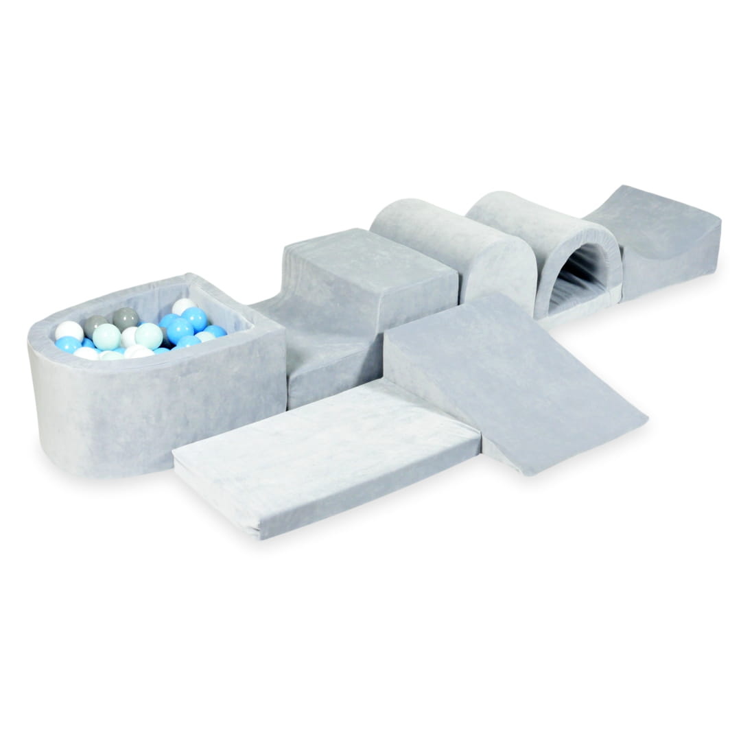Foam speelset - met ballenbak en 100 ballen - 7-delig - grijs