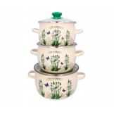 Pannenset - met deksels - 3-delig - hyacint thema