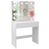 Kaptafel - met spiegel - led - 80x76,5x140,5 cm - wit