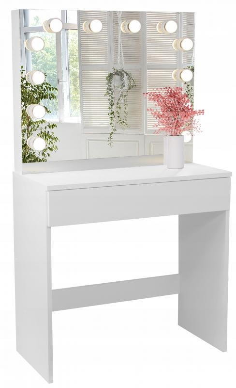 Kaptafel - met spiegel - led - 80x76,5x140,5 cm - wit