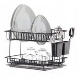 Afdruiprek - met 2 niveaus - 42x27,5x28 cm - zwart