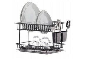 Afdruiprek - met 2 niveaus - 42x27,5x28 cm - zwart