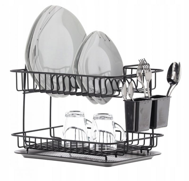 Afdruiprek - met 2 niveaus - 42x27,5x28 cm - zwart