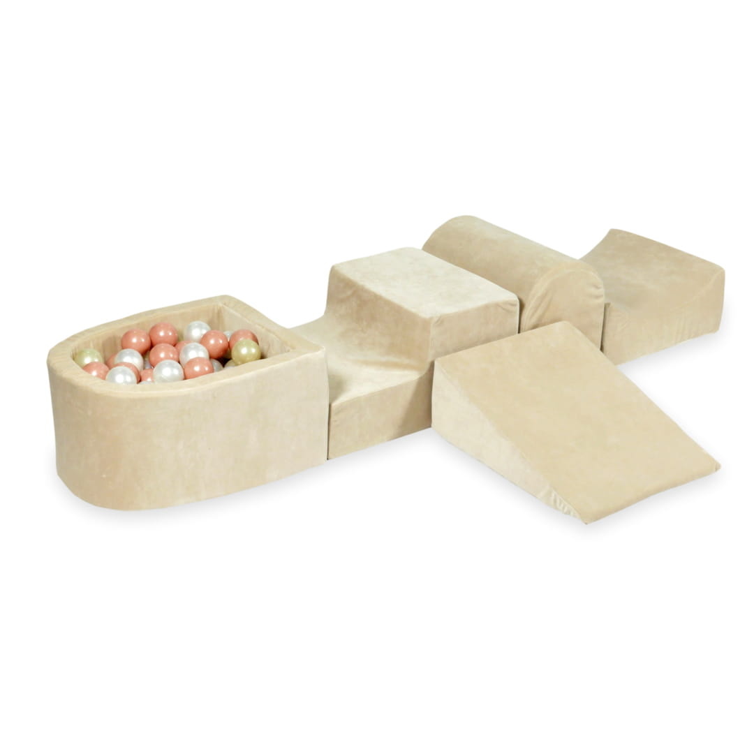 Foam speelset - met ballenbak en 100 ballen - crème - 5-delig