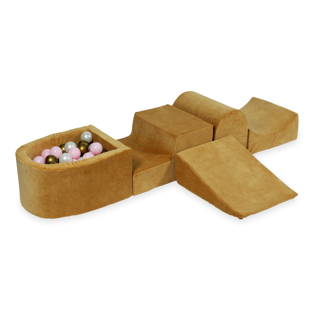 Foam speelset - met ballenbak en 100 ballen - 5-delig - caramel