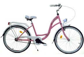 Meisjesfiets - 24 inch - robuust -  wit roze - Dallas Bike