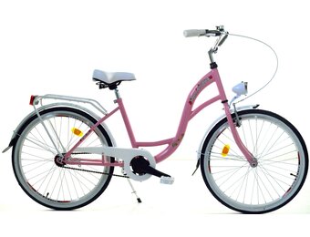 Meisjesfiets - 24 inch - robuust -  wit roze - Dallas Bike