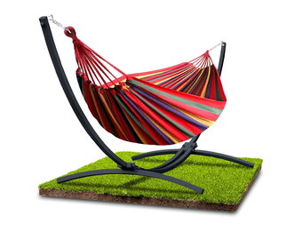 Hangmat met standaard - staal - 2 persoons - tot 220 kg - rood