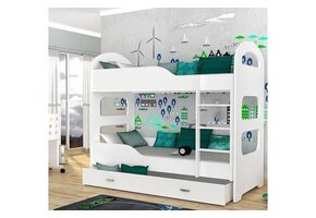 Kinder stapelbed wit -  met dubbele matras - 190 x 80 cm