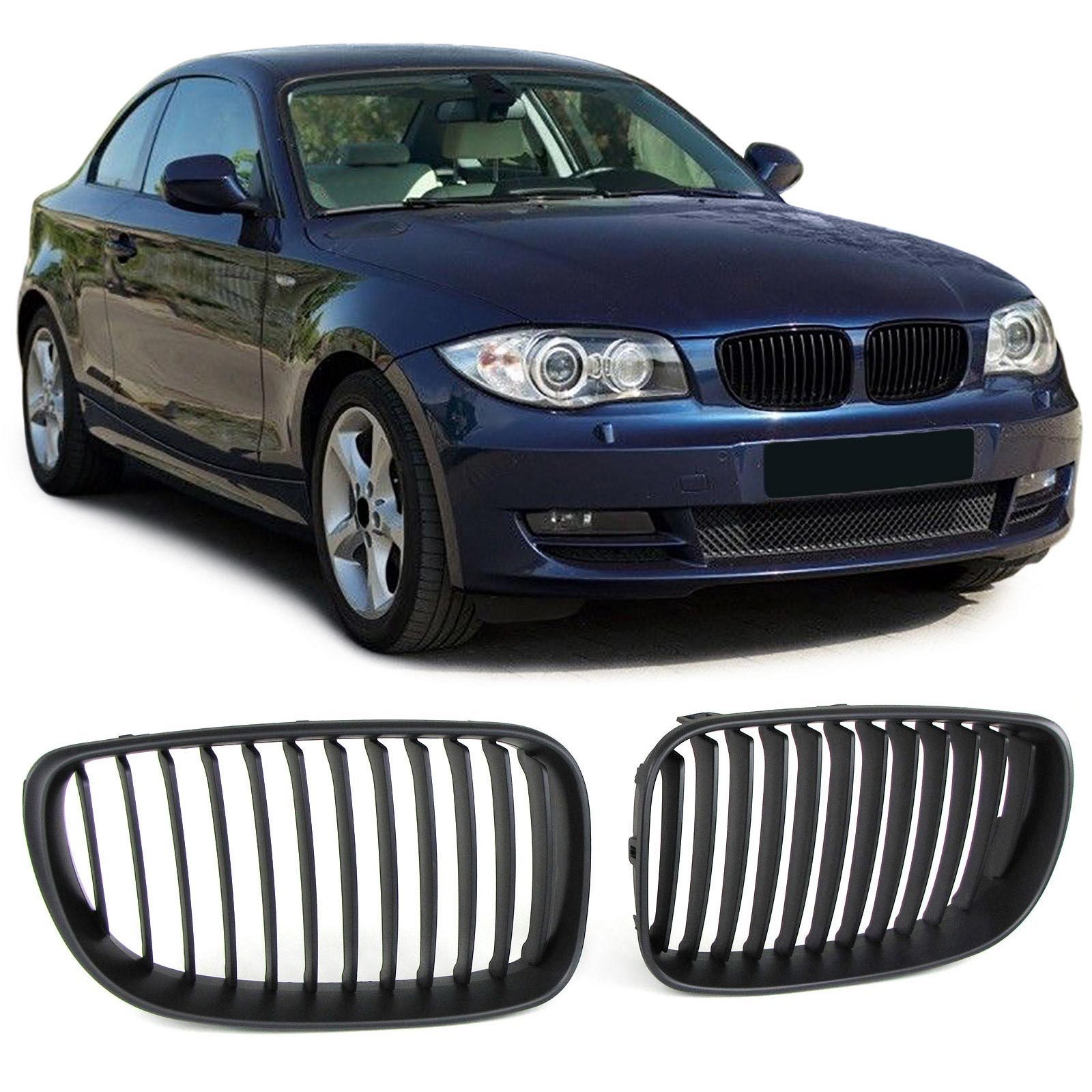 BMW grill - voor BMW 1 serie E81 E82 E87 E88 2007-12 - mat zwart