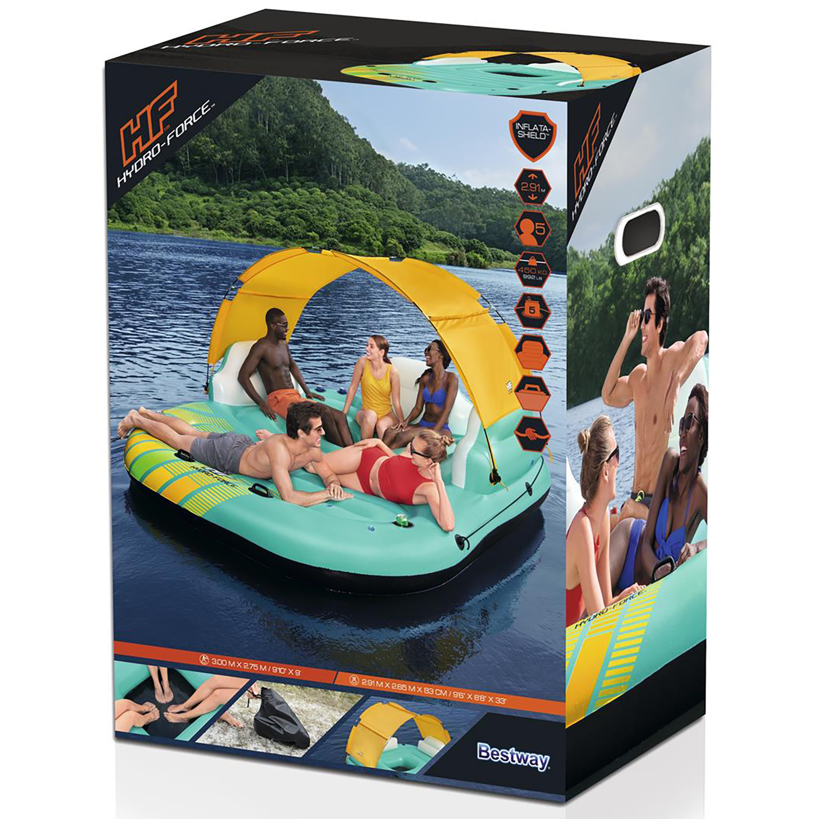 Bestway Sunny Lounge - opblaas eiland - 291x265x83 cm - tot 450 kg