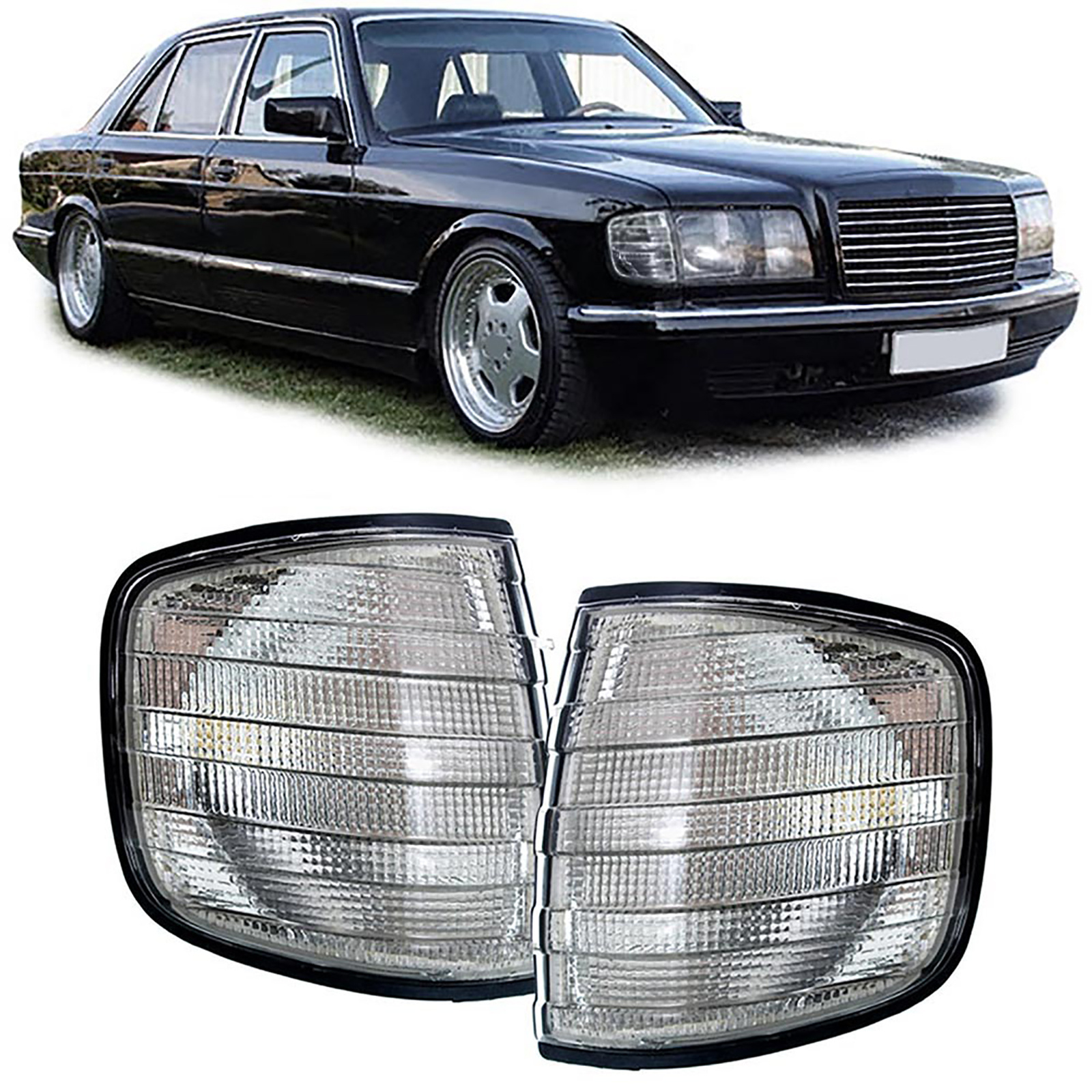 Knipperlichten - voor Mercedes S-klasse W126 1979-1991 - gerook zwart