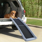 Loopplank hond - 155x40x14 cm - opklapbaar - grijs/zwart