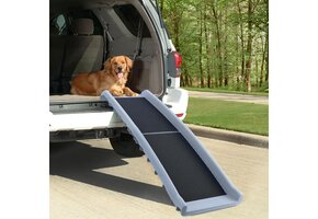 Loopplank hond - 155x40x14 cm - opklapbaar - grijs/zwart