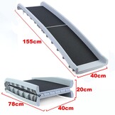 Loopplank hond - 155x40x14 cm - opklapbaar - grijs/zwart