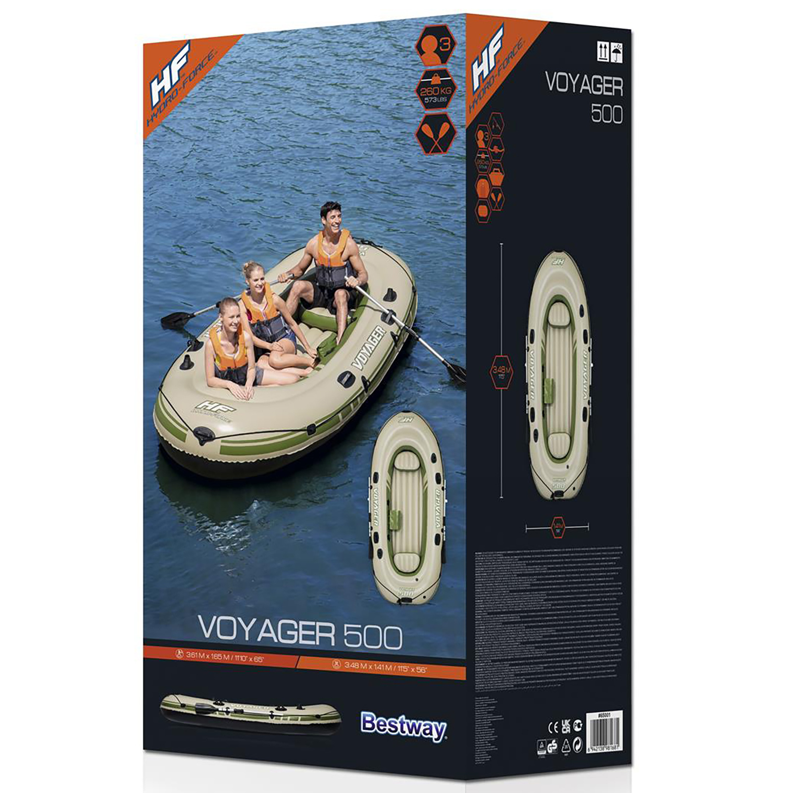 Bestway Voyager 500 - opblaasboot - 3 persoons - 348×141 cm