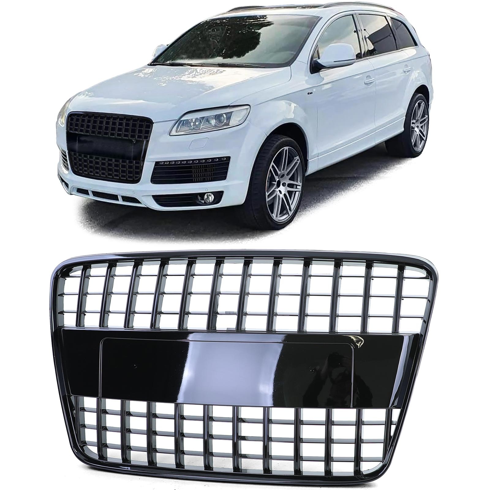 Grill auto - voor Audi Q7 4L / pre-facelift 2005-09 - glanzend zwart