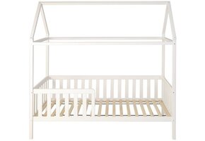 Huisbed huisje - kinderbed - hout - met hek - 200 x 90 cm - wit
