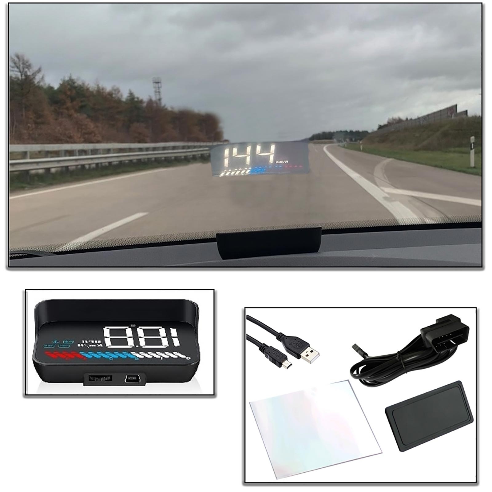 Head up display - OBD2 - GPS - voorruit projector