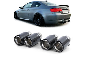 Uitlaatsierstuk - dubbel - geschikt voor BMW Serie E en F - carbon zwart