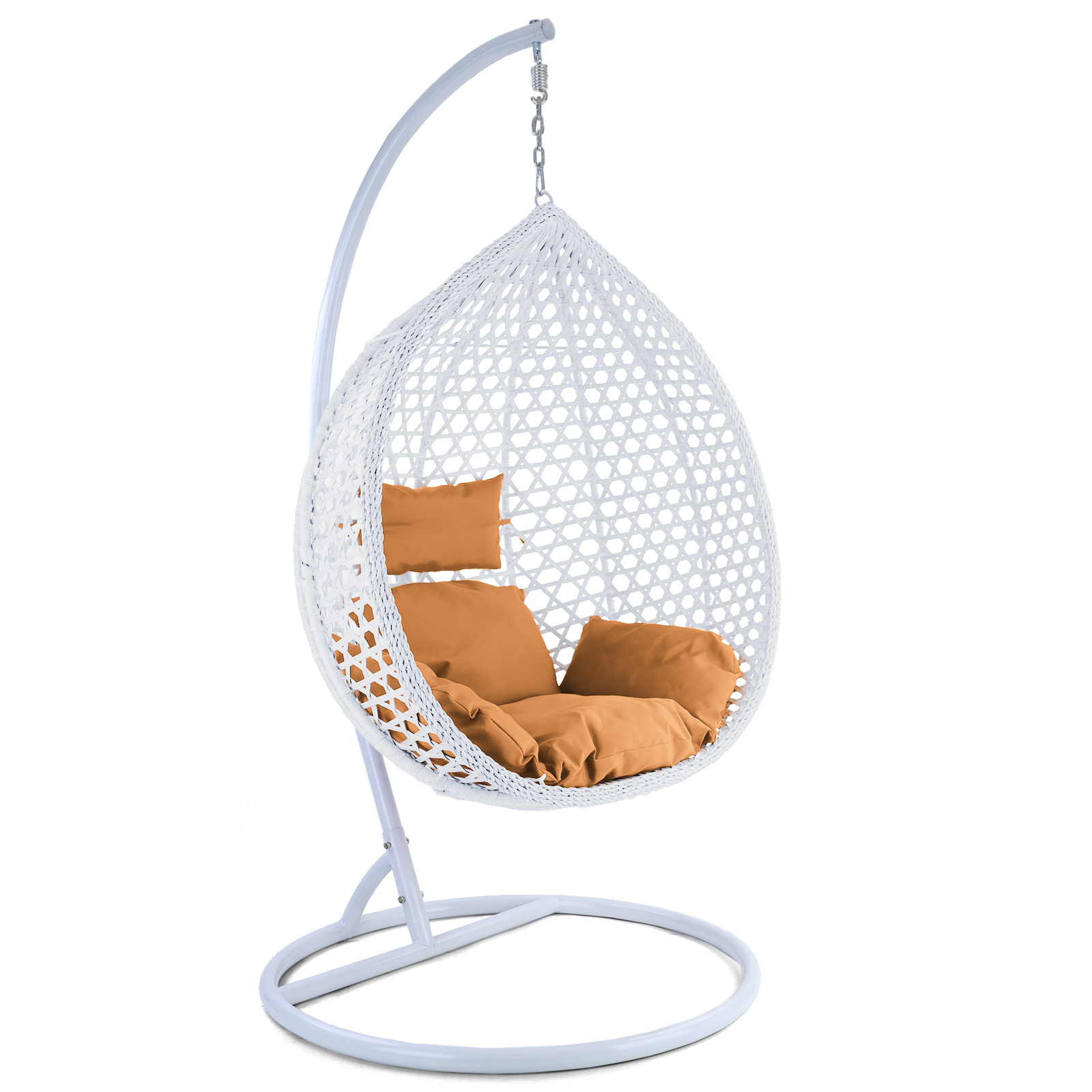 Hangstoel - wit - 106x120x70cm - met lichtbruine kussen