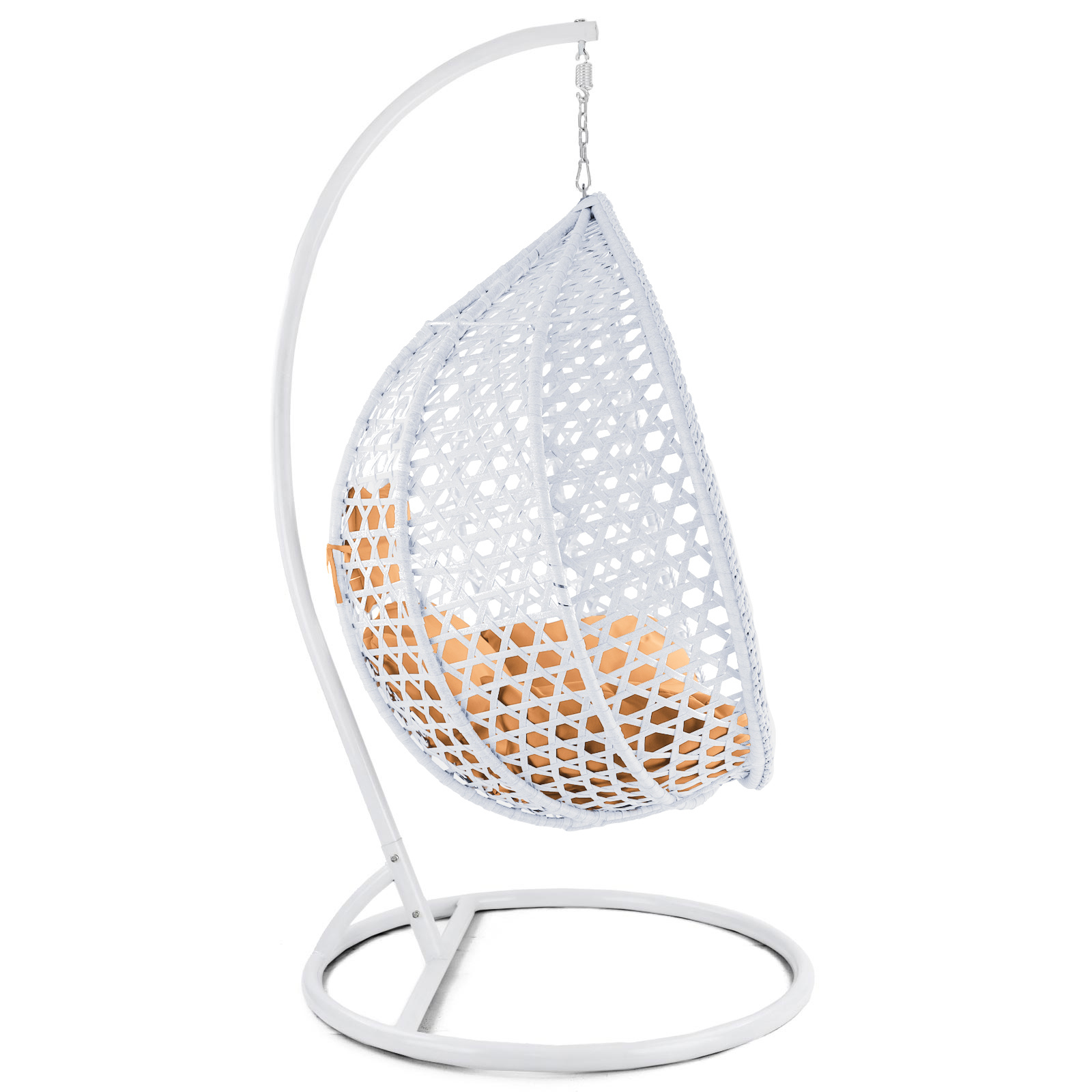 Hangstoel - wit - 106x120x70cm - met lichtbruine kussen