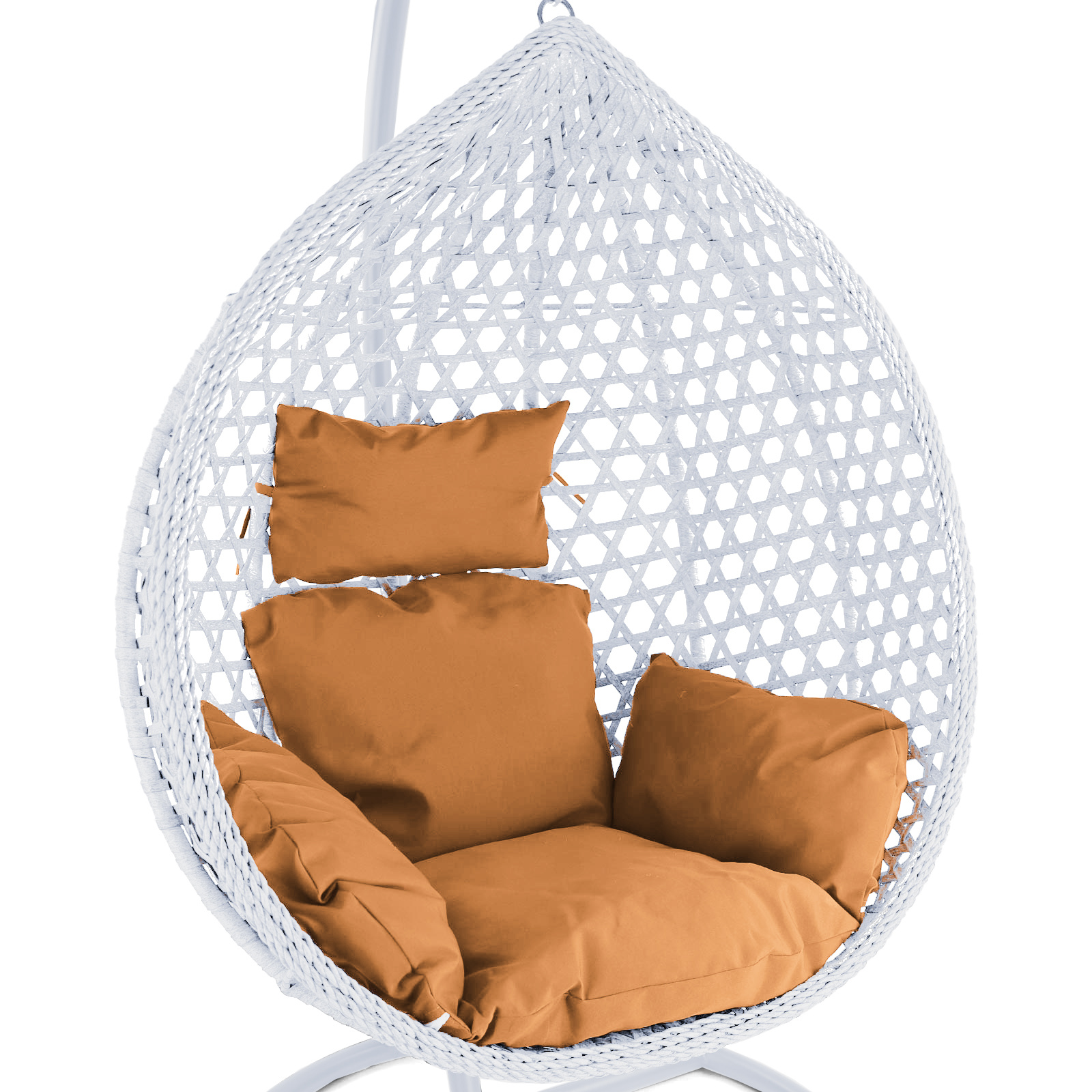 Hangstoel - wit - 106x120x70cm - met lichtbruine kussen