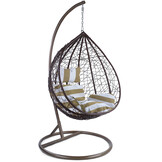 Hangstoel - bruin - 95x110x65cm - met gestreept kussen