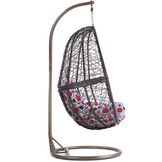 Hangstoel - bruin - 90x117x60cm - met gestipt kussen