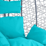 Hangstoel - lichtgrijs - 95x110x65cm - met turquoise kussen