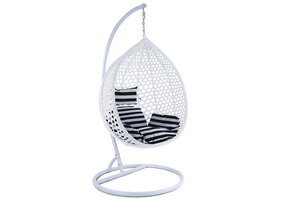 Hangstoel - wit - 106x120x70cm - met gestreept kussen