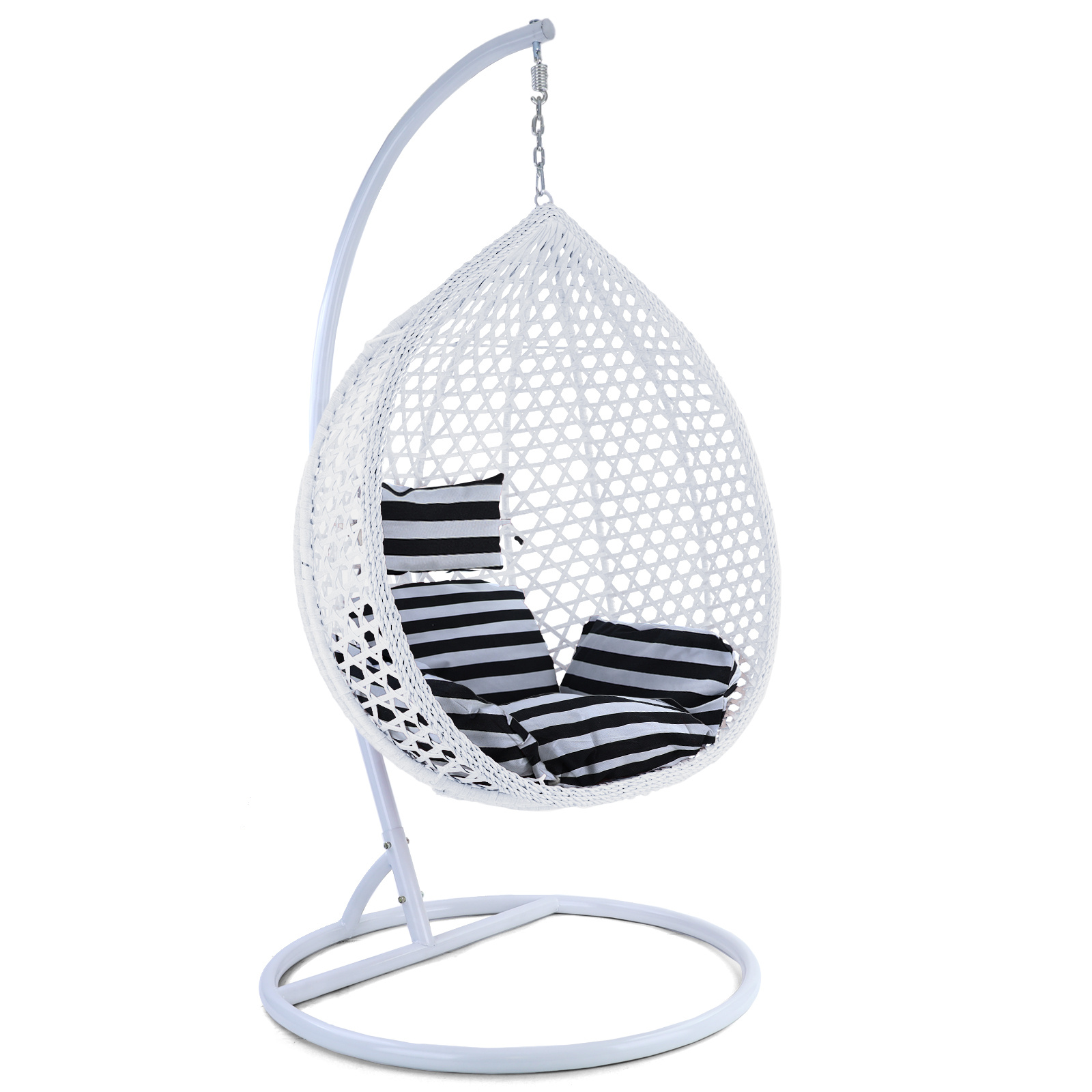 Hangstoel - wit - 106x120x70cm - met gestreept kussen
